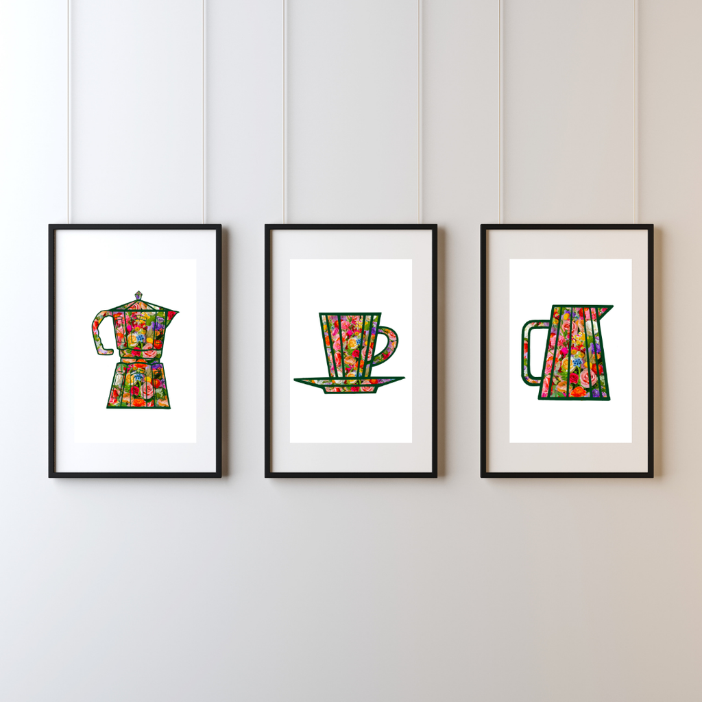 Flora and Roast Coffee Pitcher Art Print