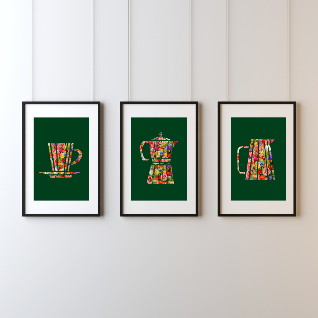Flora and Roast Coffee Pitcher Art Print