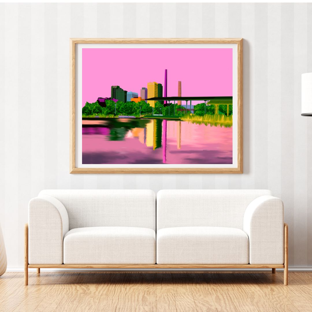 Railroad Park- Pink Birmingham Skyline Art Print