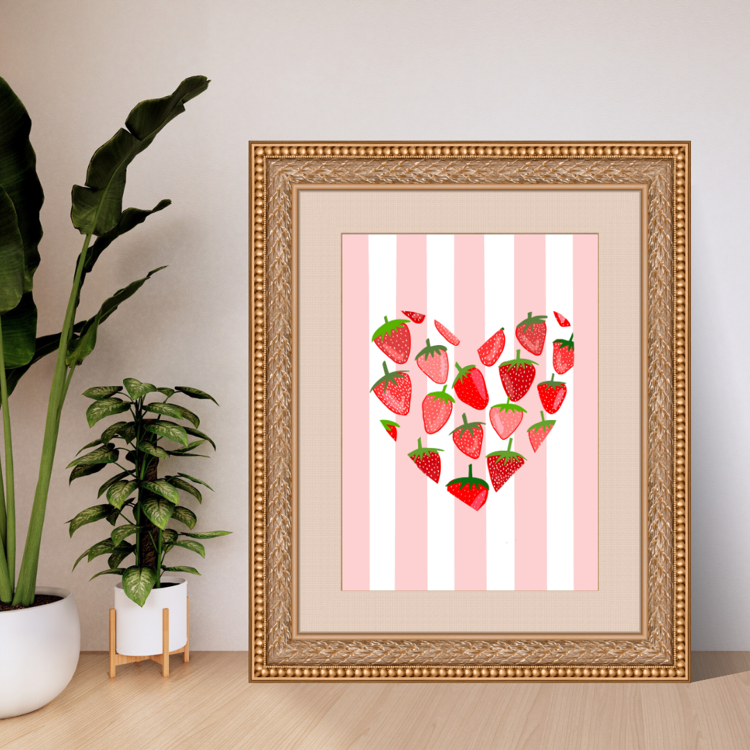 Strawberry Hearts Art Print