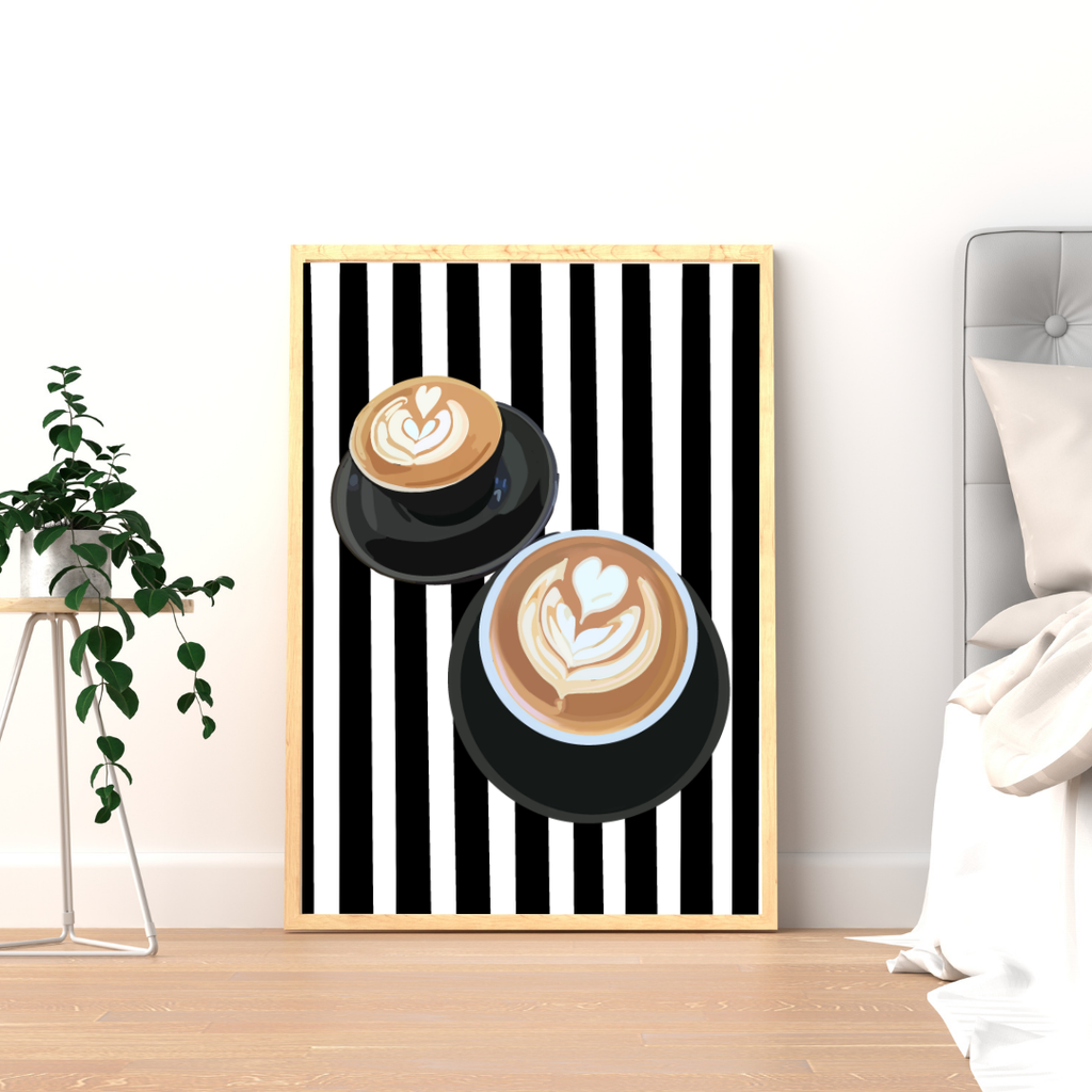 Coffee Club Art Print B&W
