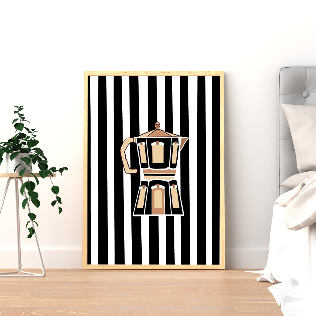 Coffee Club Art Print Espresso B&W