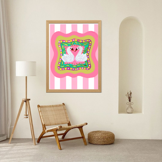 Swans in Love Art Print