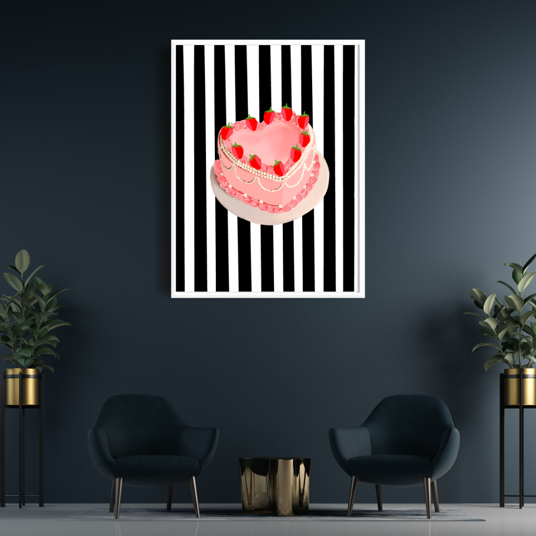 Striped Strawberry Cake Art Print