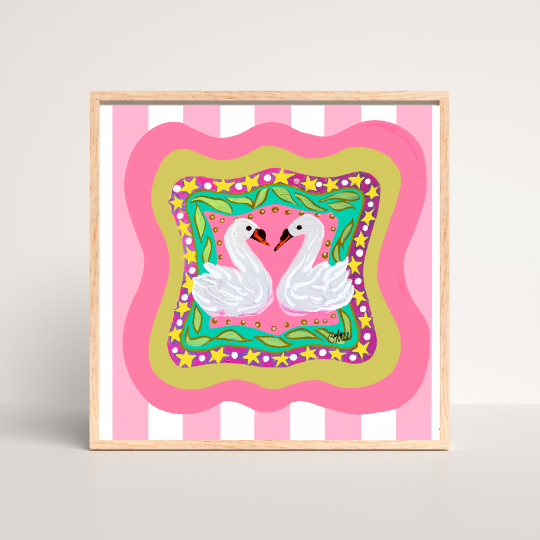 Swans in Love Art Print
