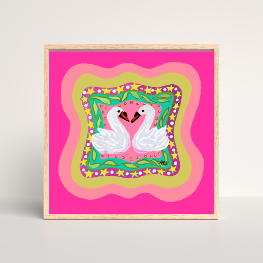 Swans in Love Art Print