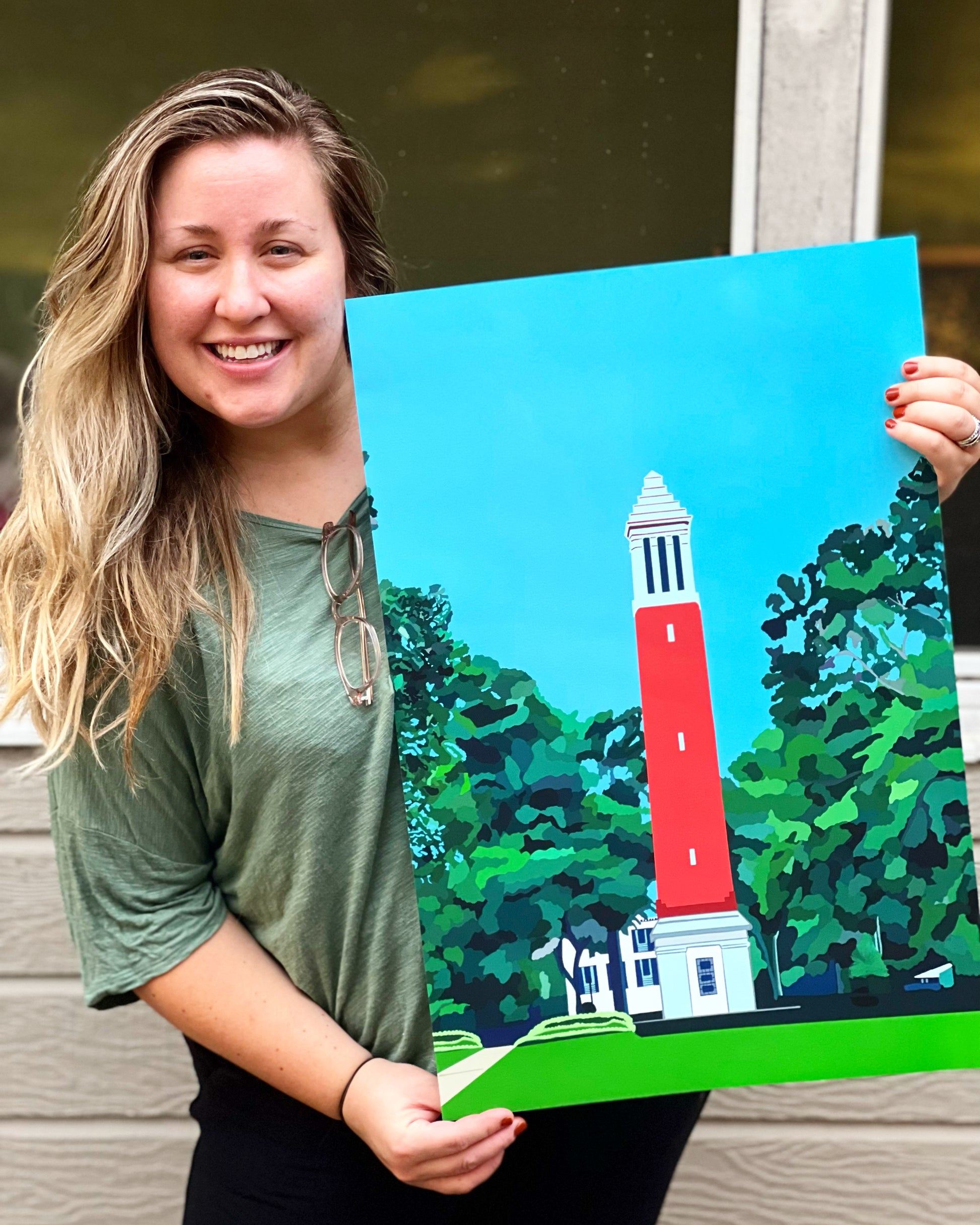 Denny Chimes - University of Alabama - Officially Licensed Print (Red)