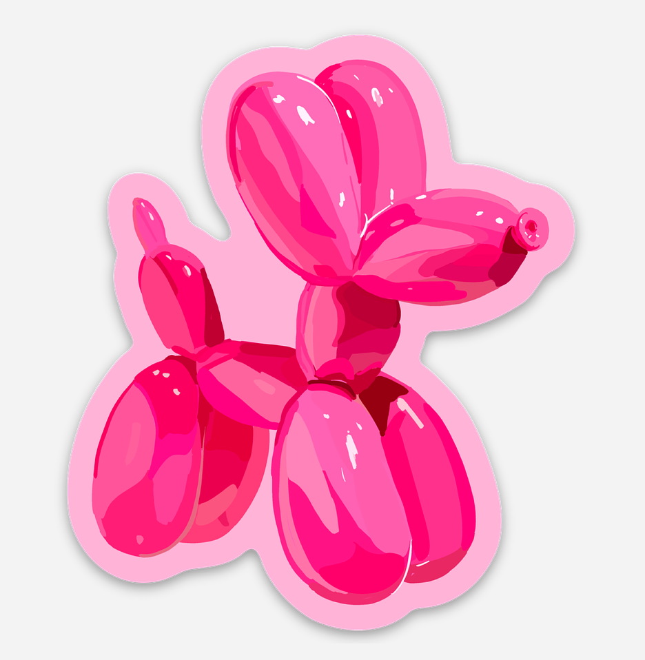 Pink Balloon Dog Vinyl Sticker