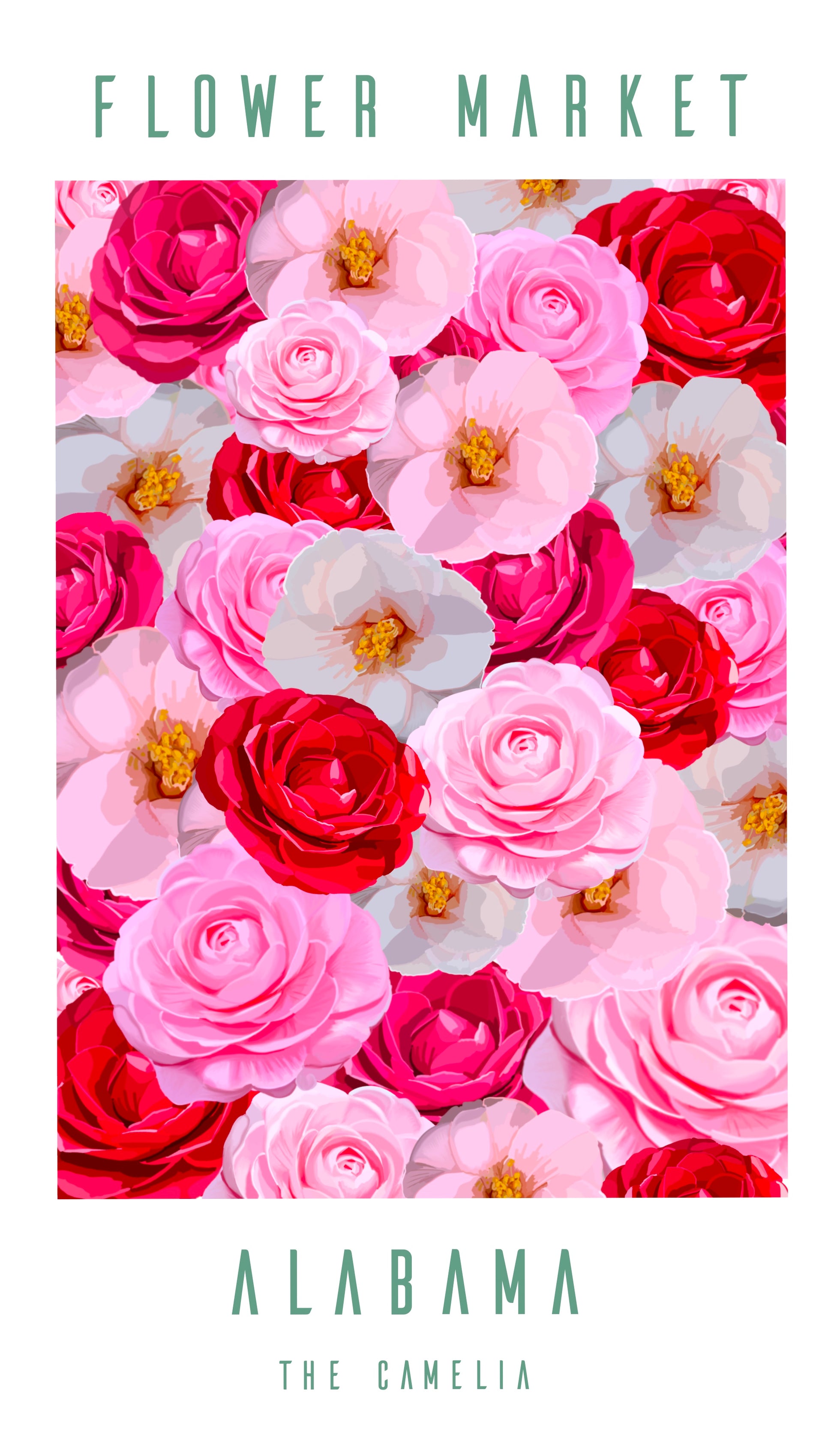 Alabama Camelias Flower Market Print
