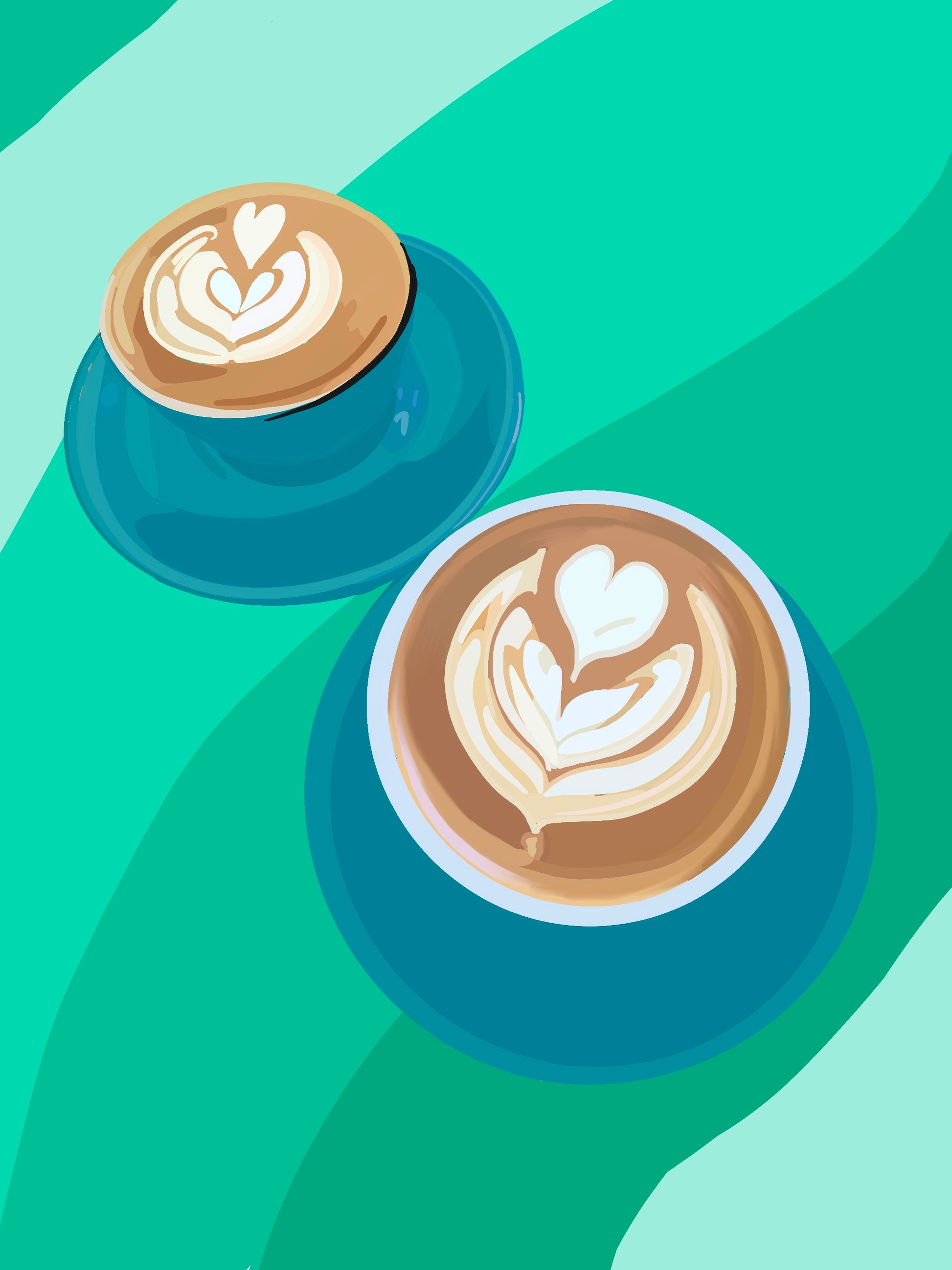 Artful Brews Coffee Print (Teal & Rasberry)