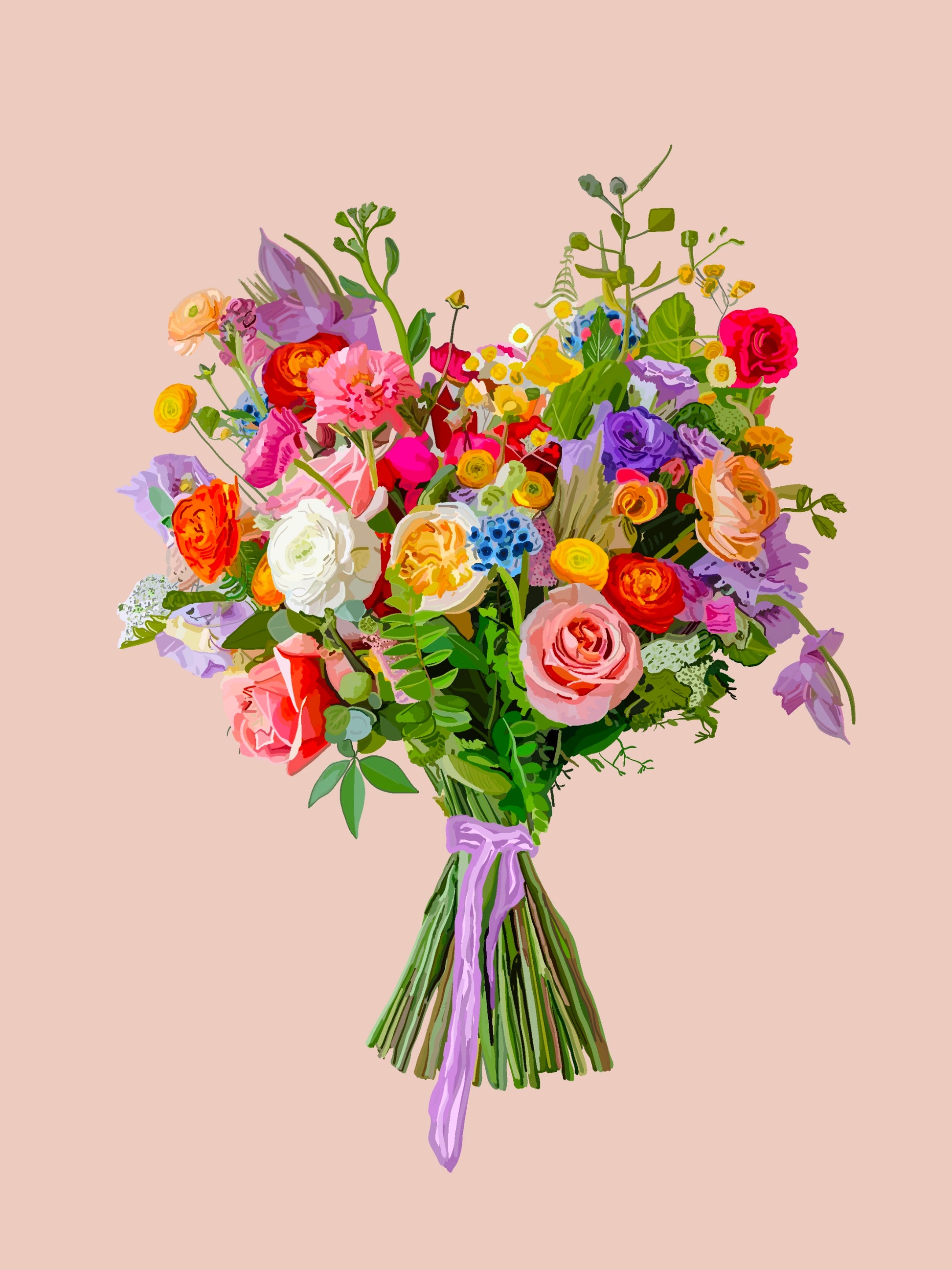 Flora and Fauna Bouquet Art Print