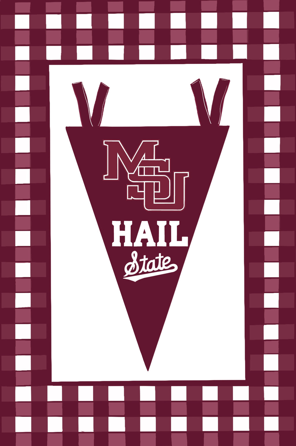 Mississippi State Banner (MSU) Maroon Gingham Art Print