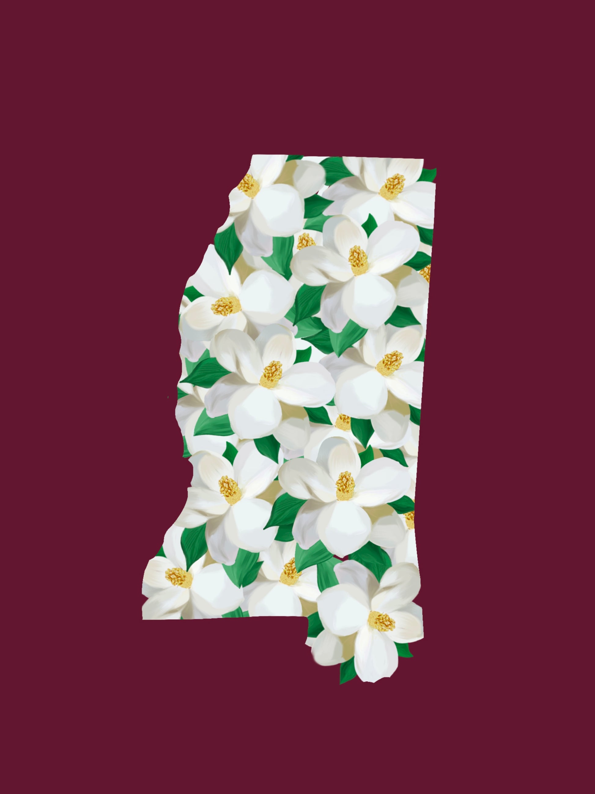 Mississippi Magnolia State Print Maroon