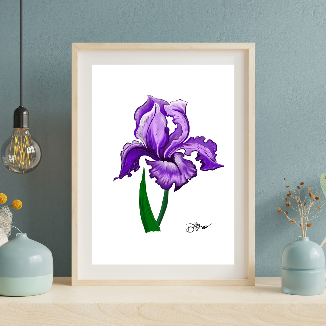 Iris Botanical Art Print Purple