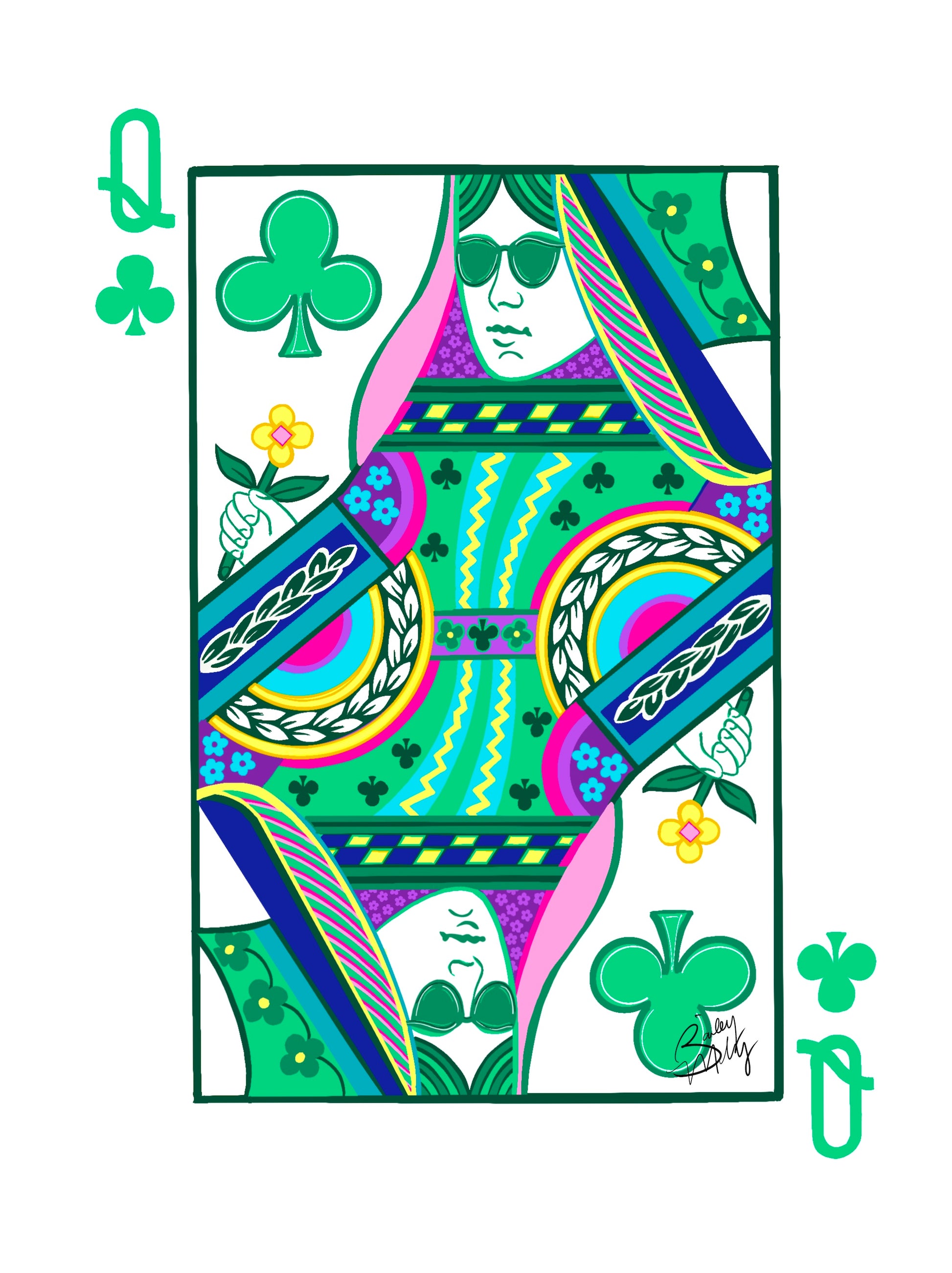 Queen of Clubs Art Print