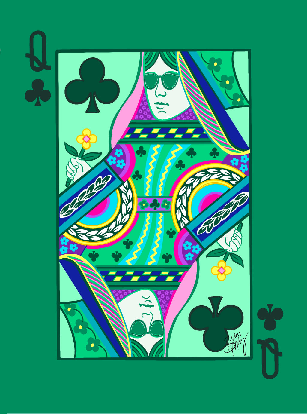 Queen of Clubs Art Print