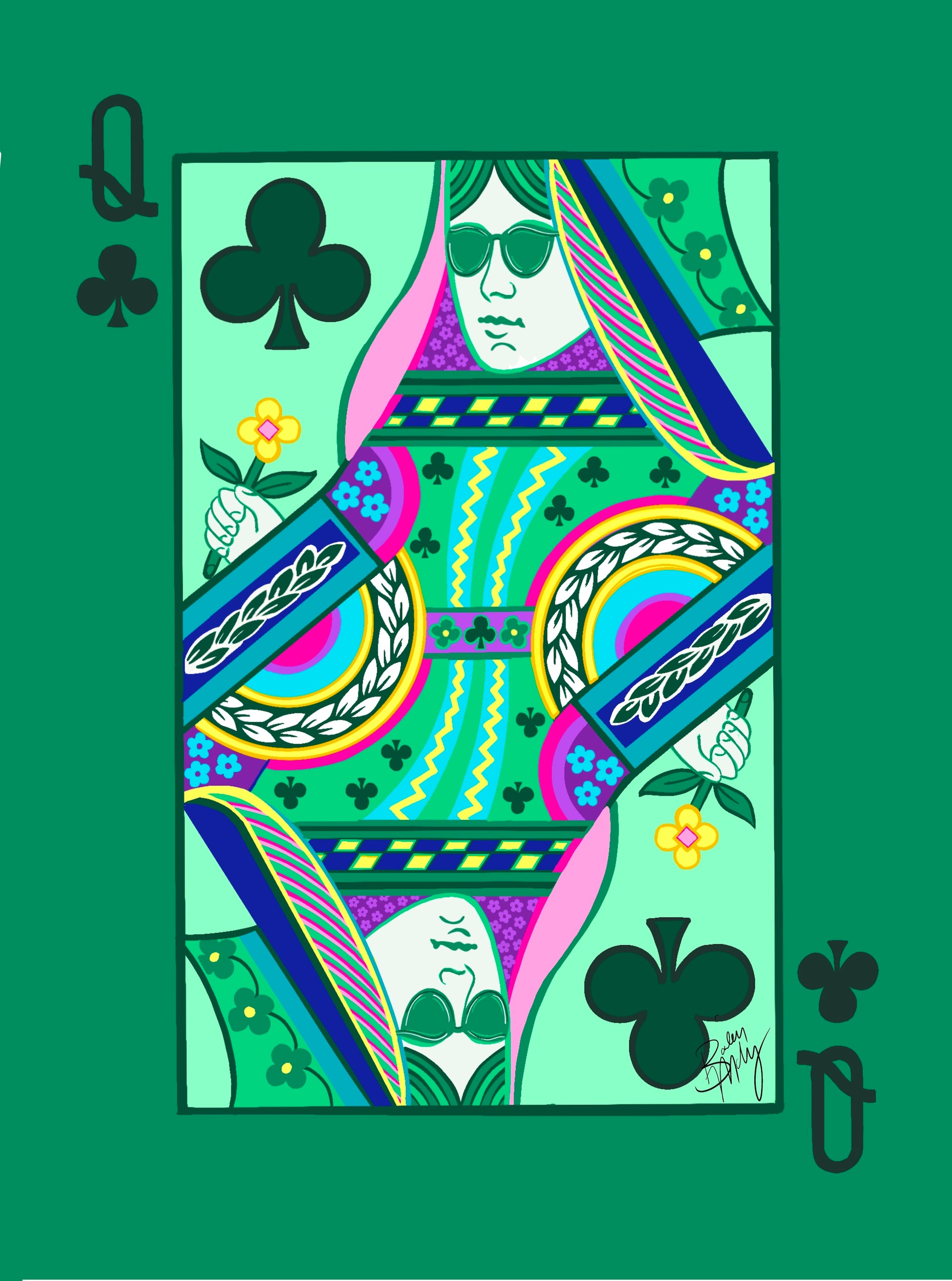 Queen of Clubs Art Print
