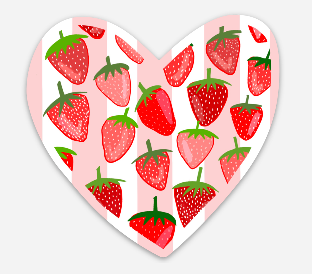 Strawberry Hearts Vinyl Sticker