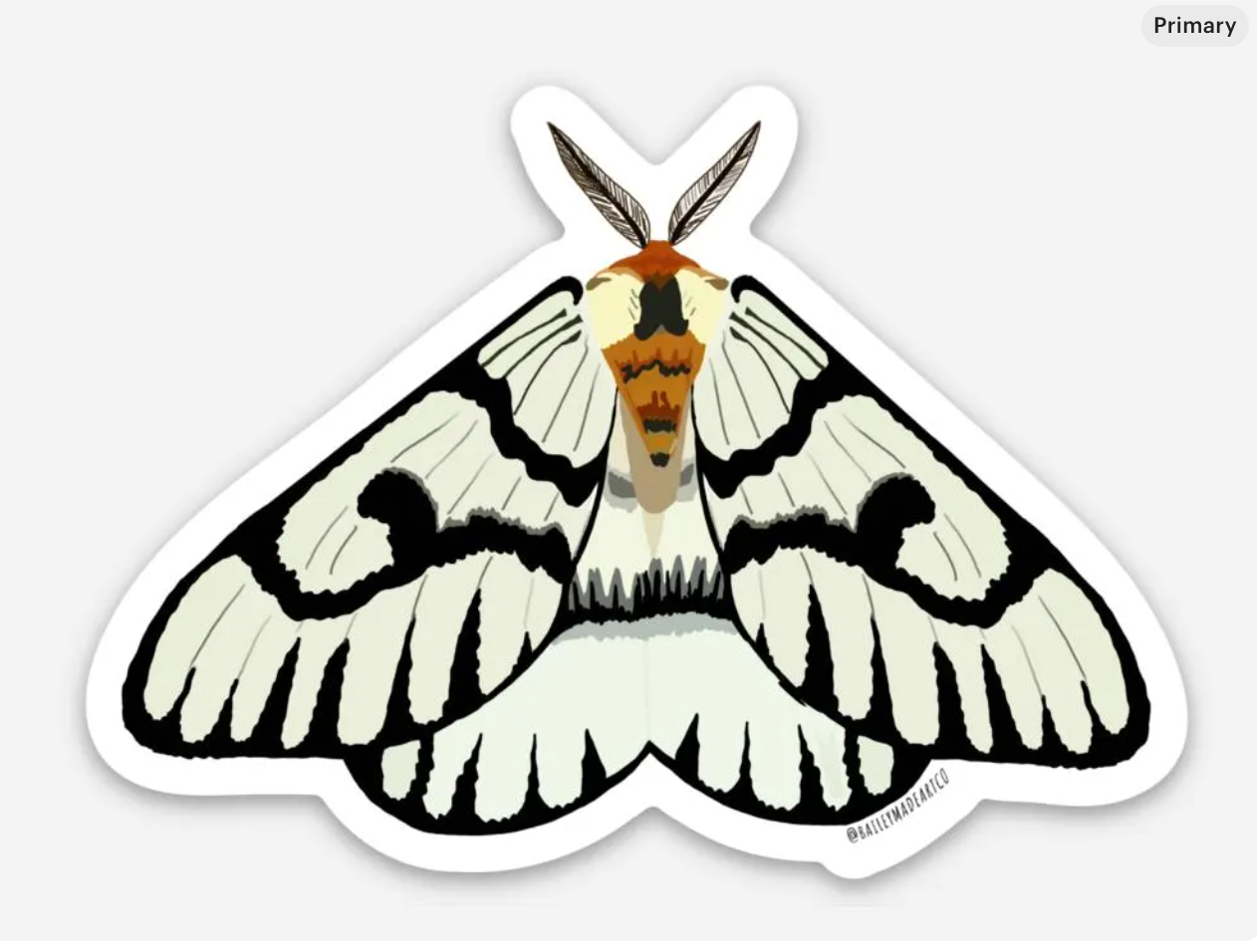 Monochrome Moth Vinyl Sticker