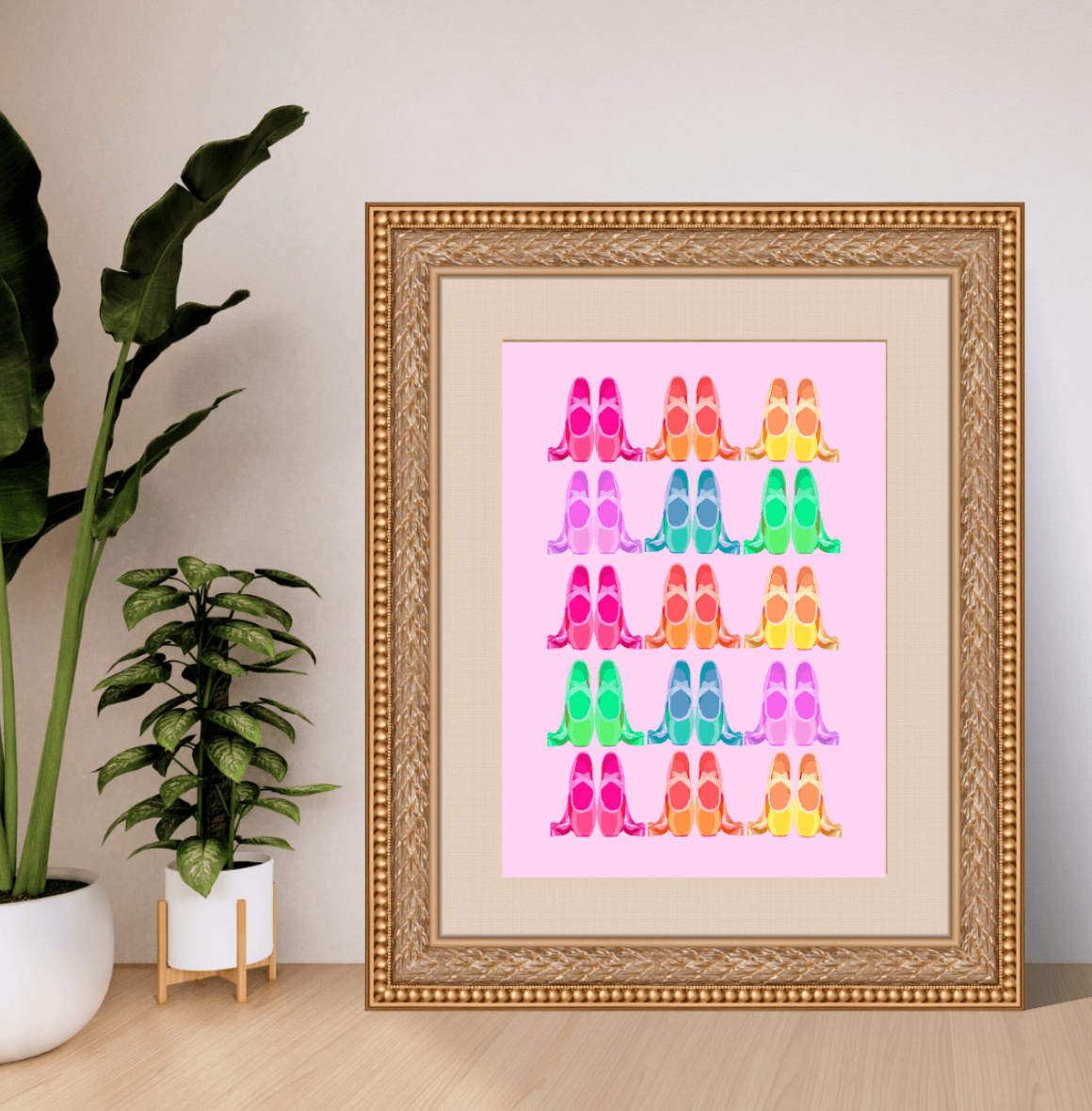 Rainbow Ballet Shoes Art Print
