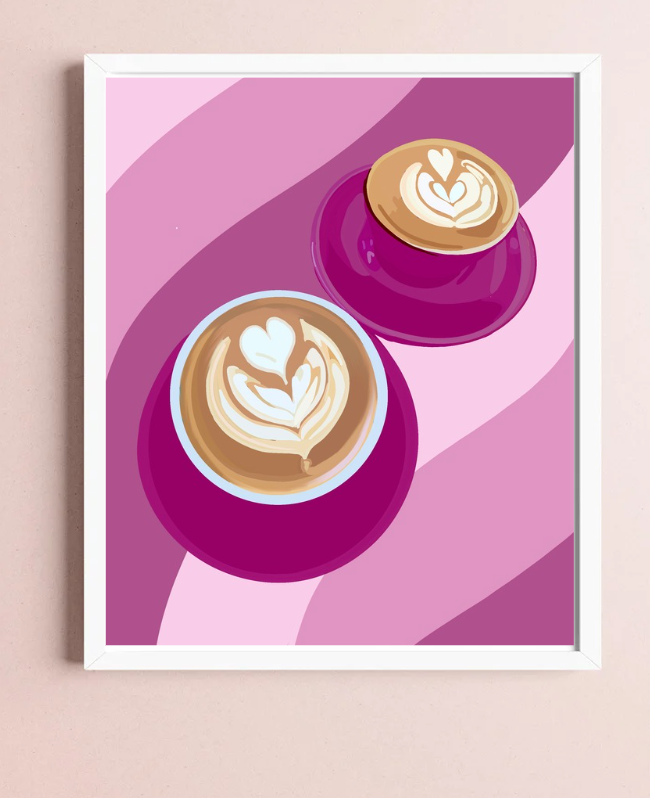 Artful Brews Coffee Print (Teal & Rasberry)