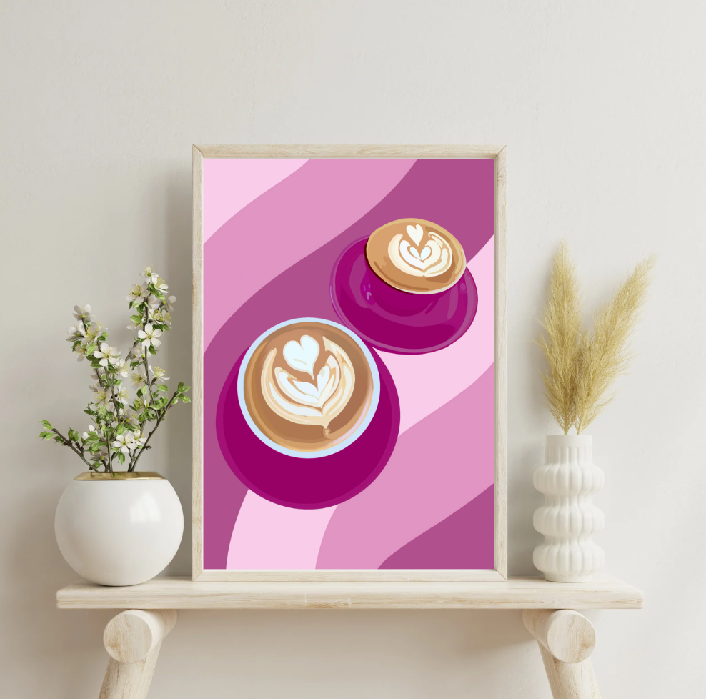 Artful Brews Coffee Print (Teal & Rasberry)
