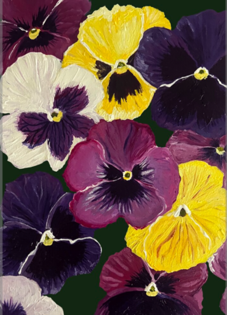 Midnight Pansy Party -Pansy Art Print