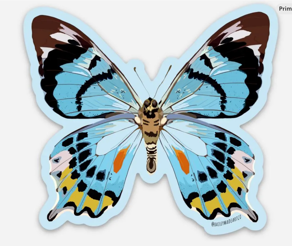 Blue Butterfly Vinyl Sticker