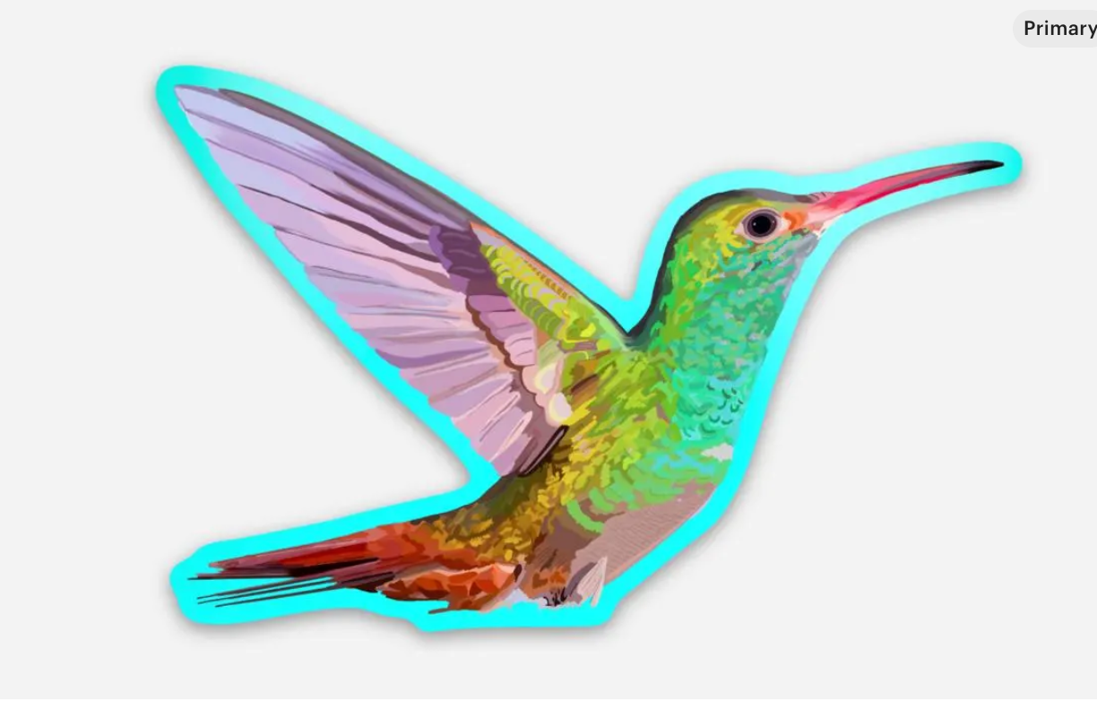 Vibrant and Colorful Hummingbird Vinyl Sticker