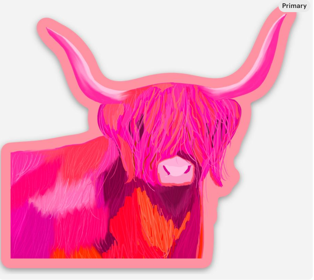 Harry Heffer Highland Cow Vinyl Sticker