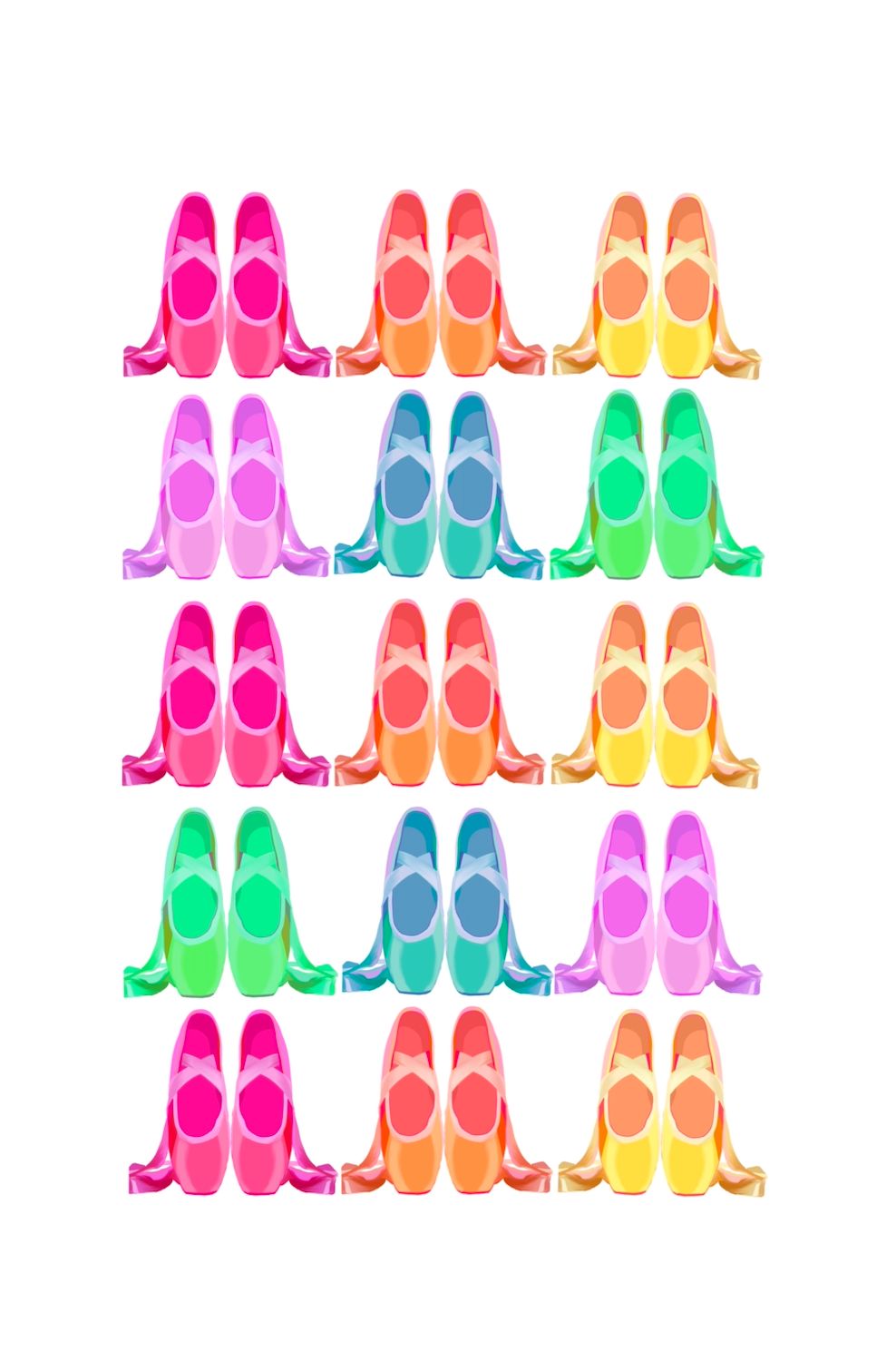 Rainbow Ballet Shoes Art Print
