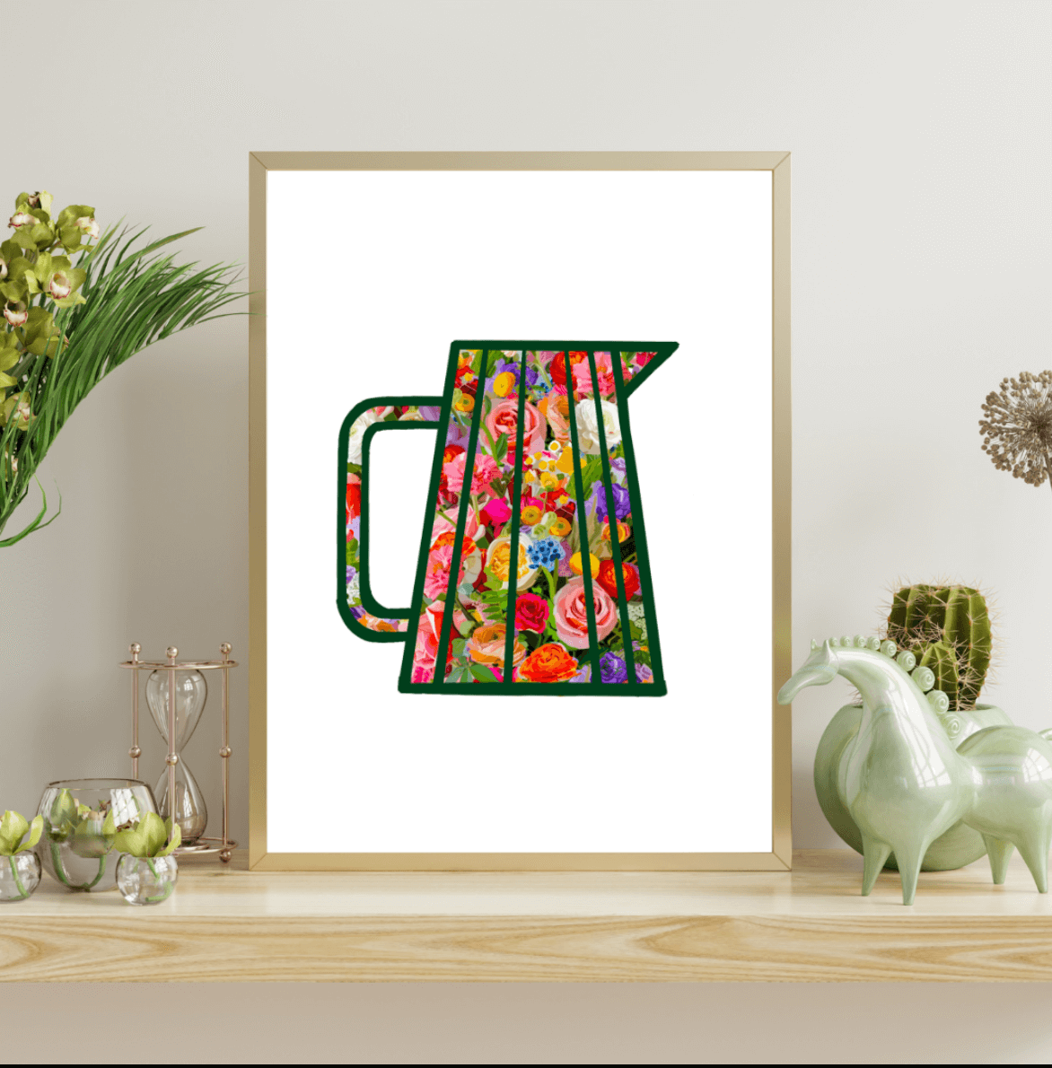 Flora and Roast Coffee Pitcher Art Print