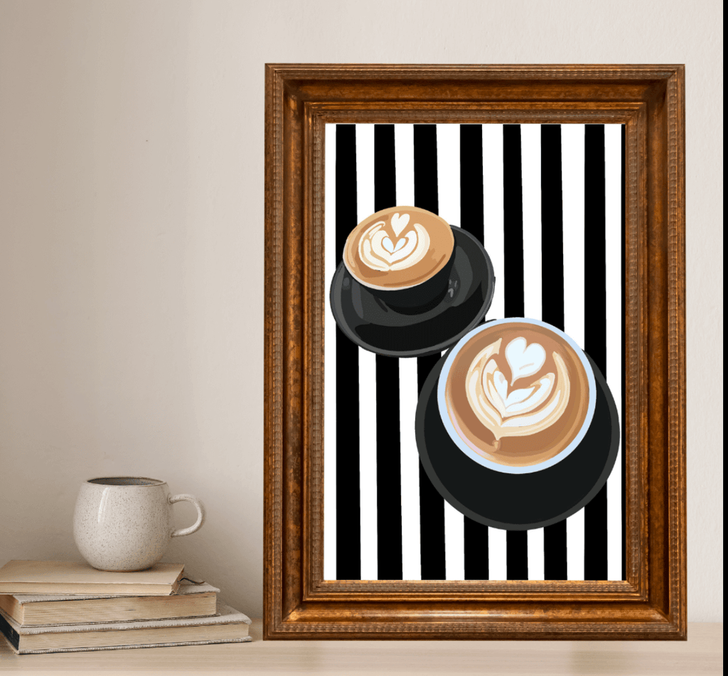Coffee Club Art Print B&W