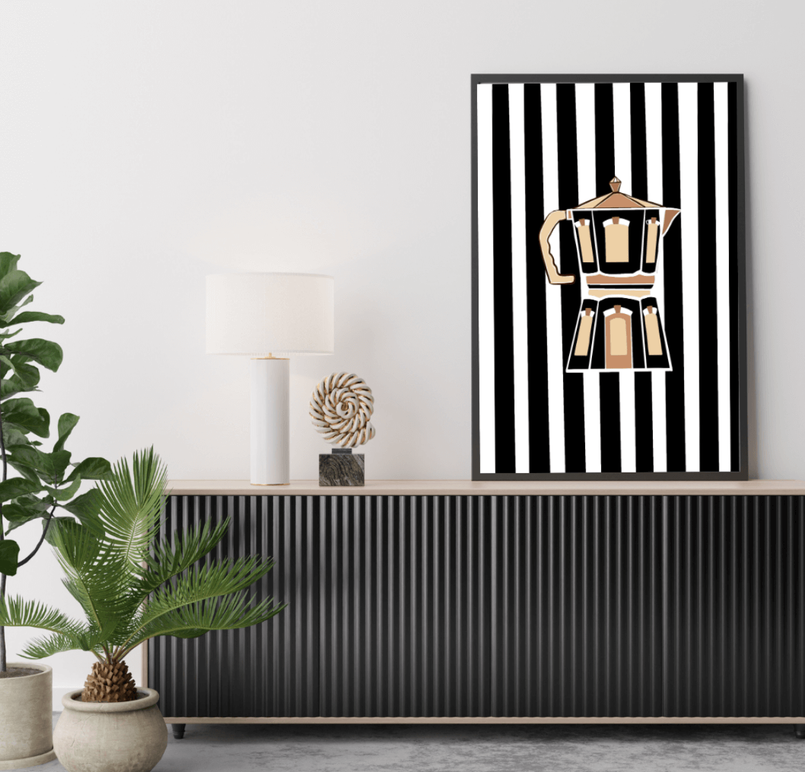 Coffee Club Art Print Espresso B&W