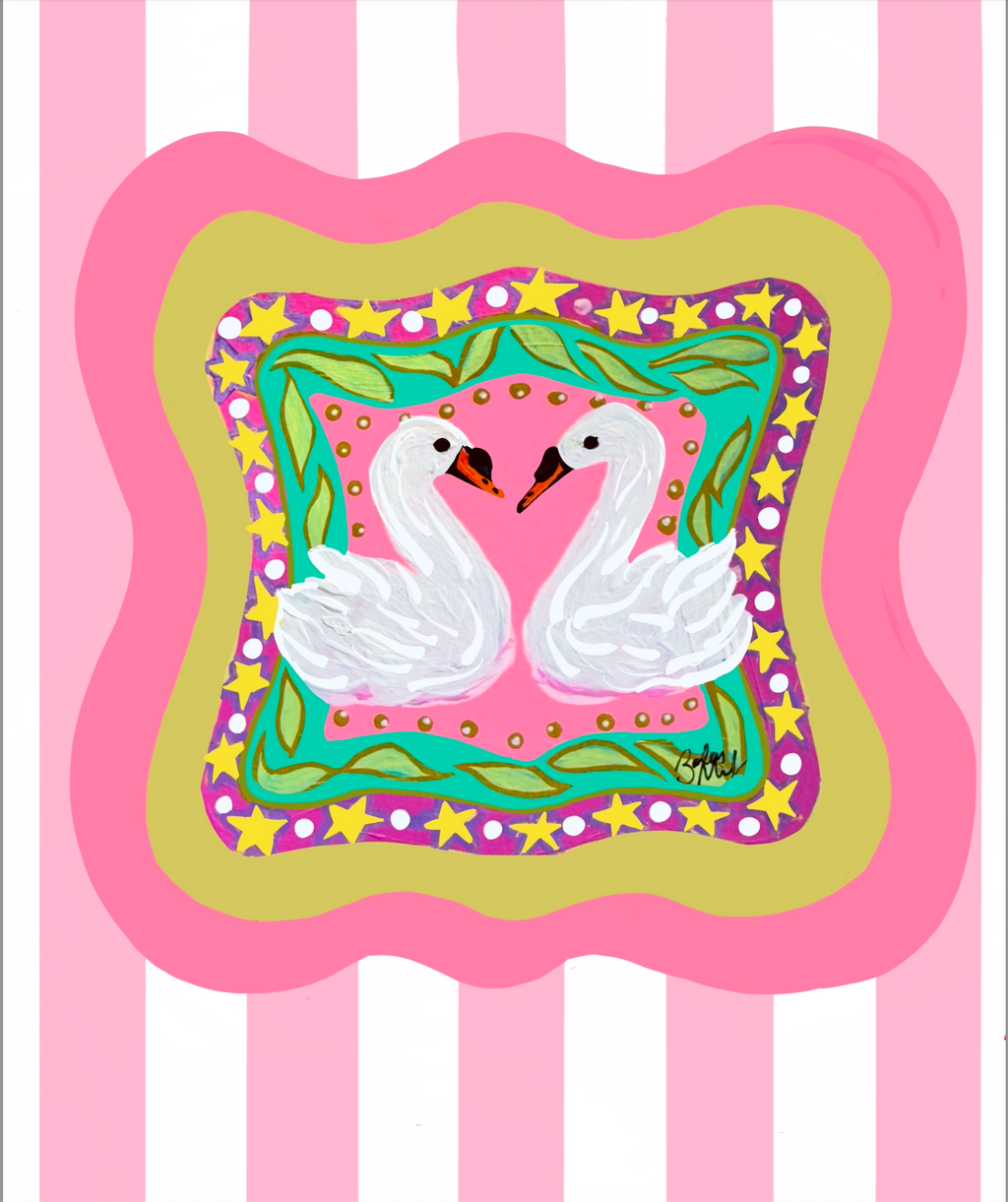 Swans in Love Art Print