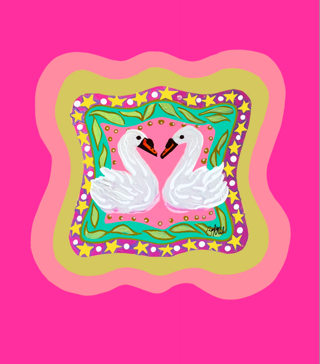 Swans in Love Art Print