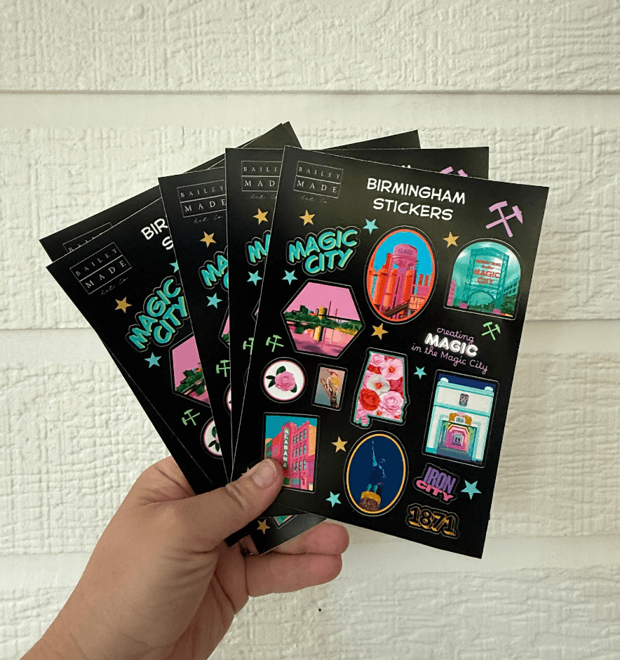 Bailey Made Art Co Birmingham Vinyl Sticker Sheet 5x7 Sticker