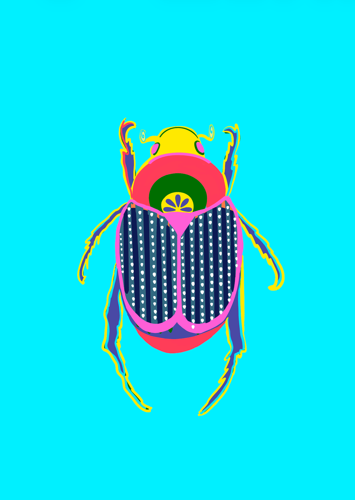 Bailey Made Art Co Beetle Social Club Art Prints 5x7 / Blue Background Art