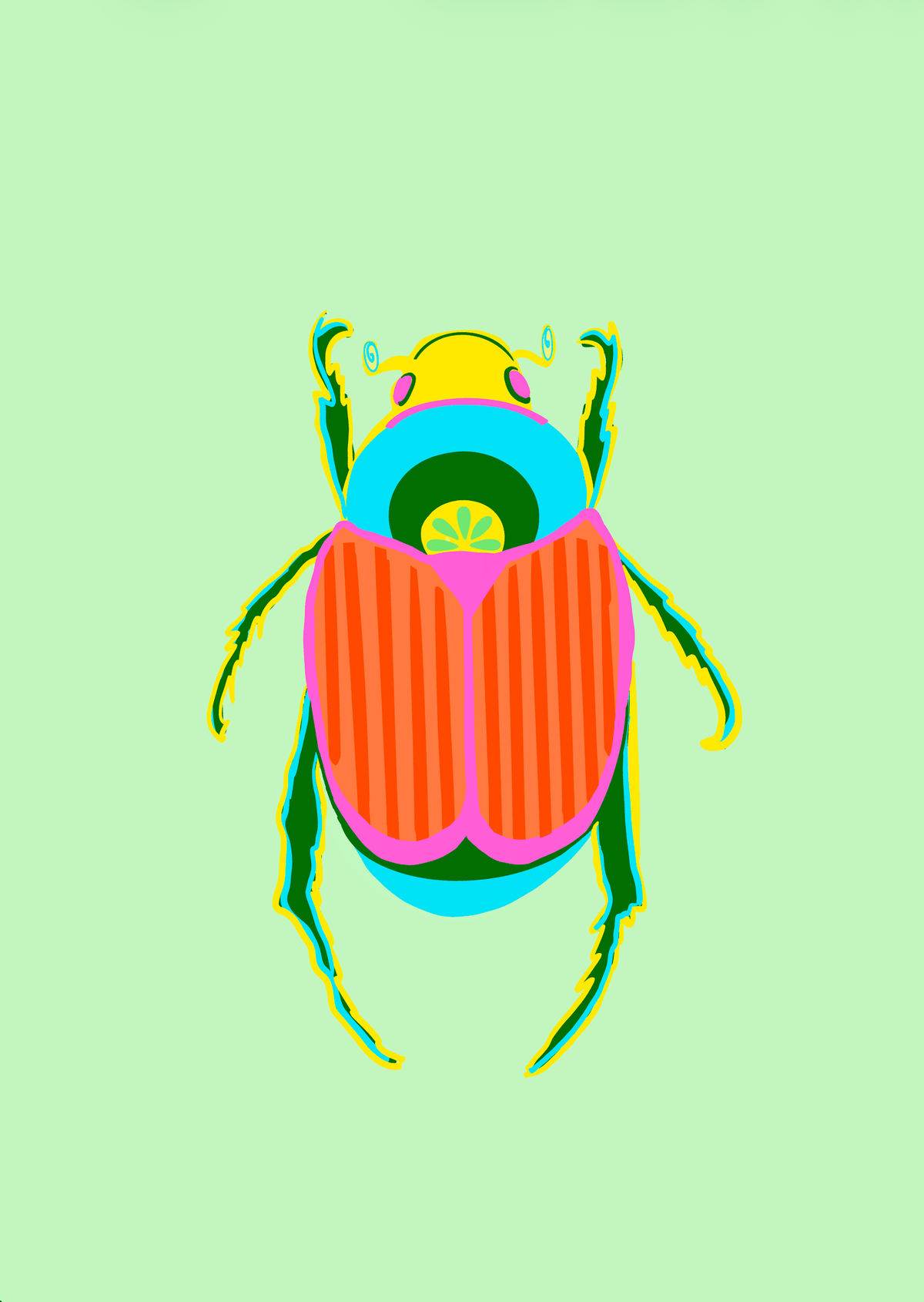 Bailey Made Art Co Beetle Social Club Art Prints 5x7 / Green Background Art