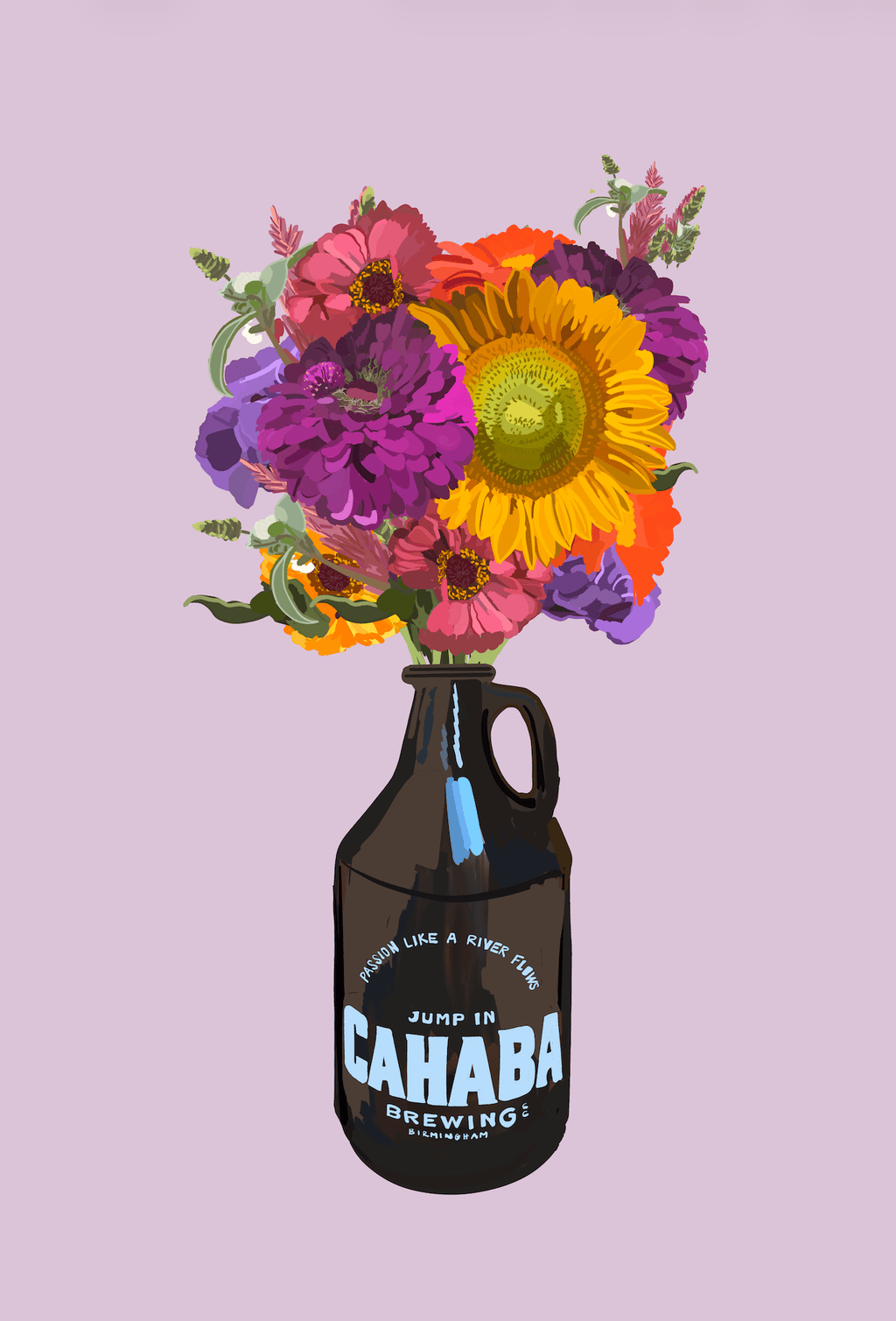 Bailey Made Art Co Cahaba Blooms Art Print 5x7 / Lavender Background Art