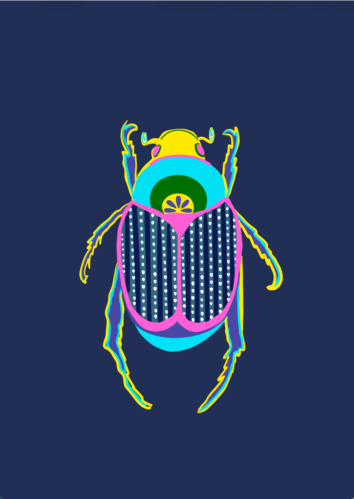 Bailey Made Art Co Beetle Social Club Art Prints 5x7 / Navy Background Art