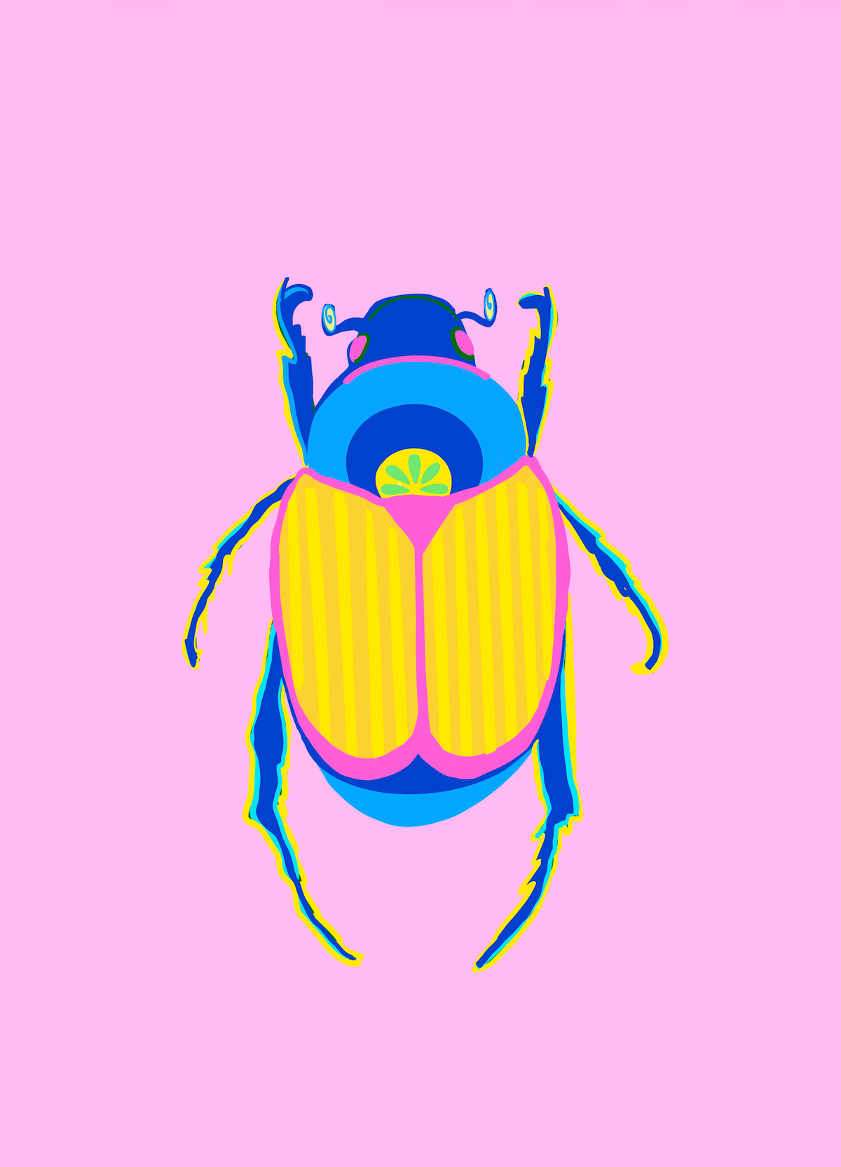 Bailey Made Art Co Beetle Social Club Art Prints 5x7 / Pink Background Art