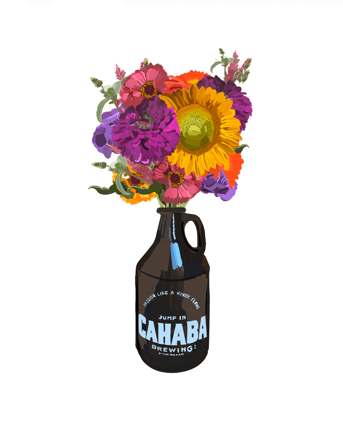 Bailey Made Art Co Cahaba Blooms Art Print 5x7 / White Background Art