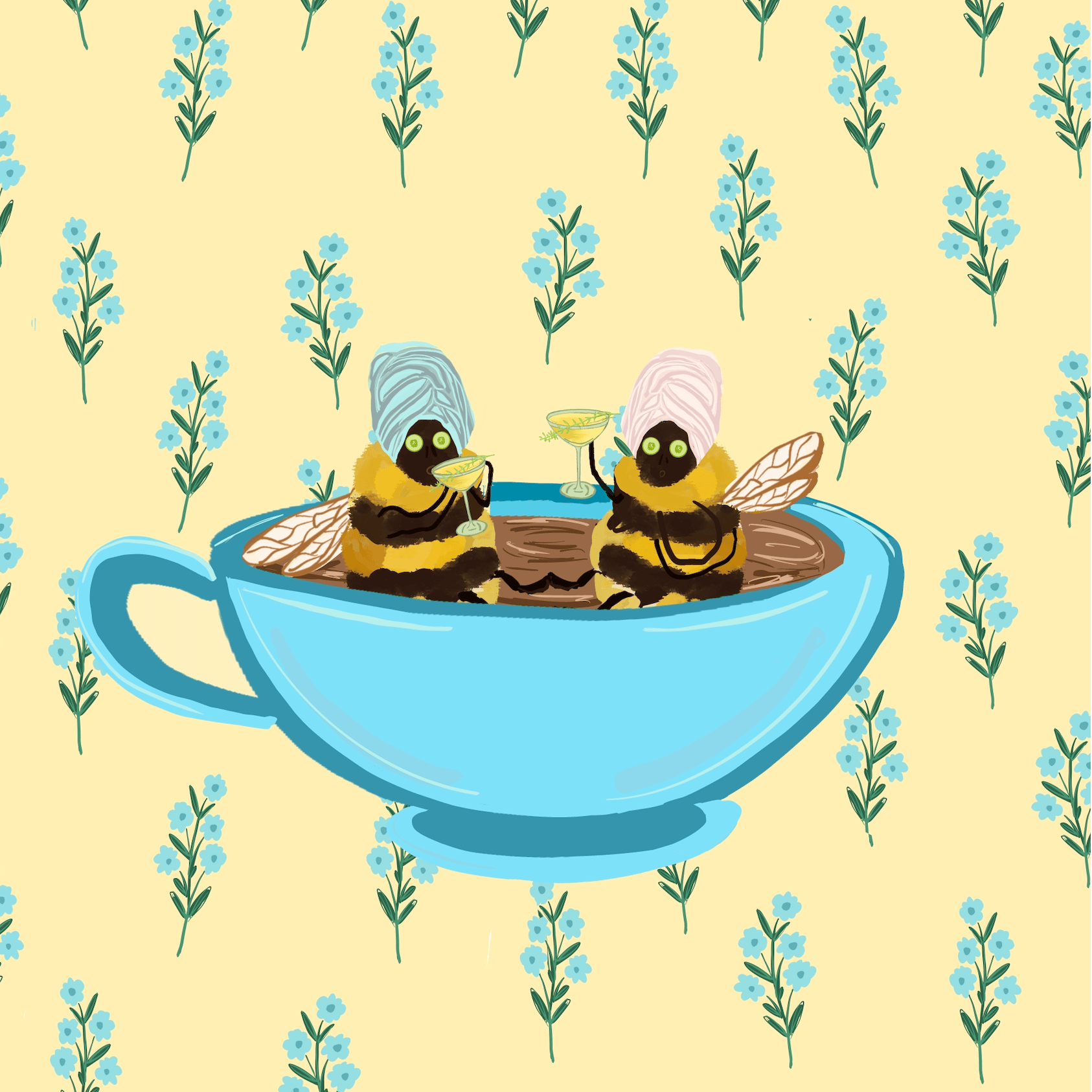 Bailey Made Art Co Spill the Tea, Honey! 5x7 / Yellow Floral Art