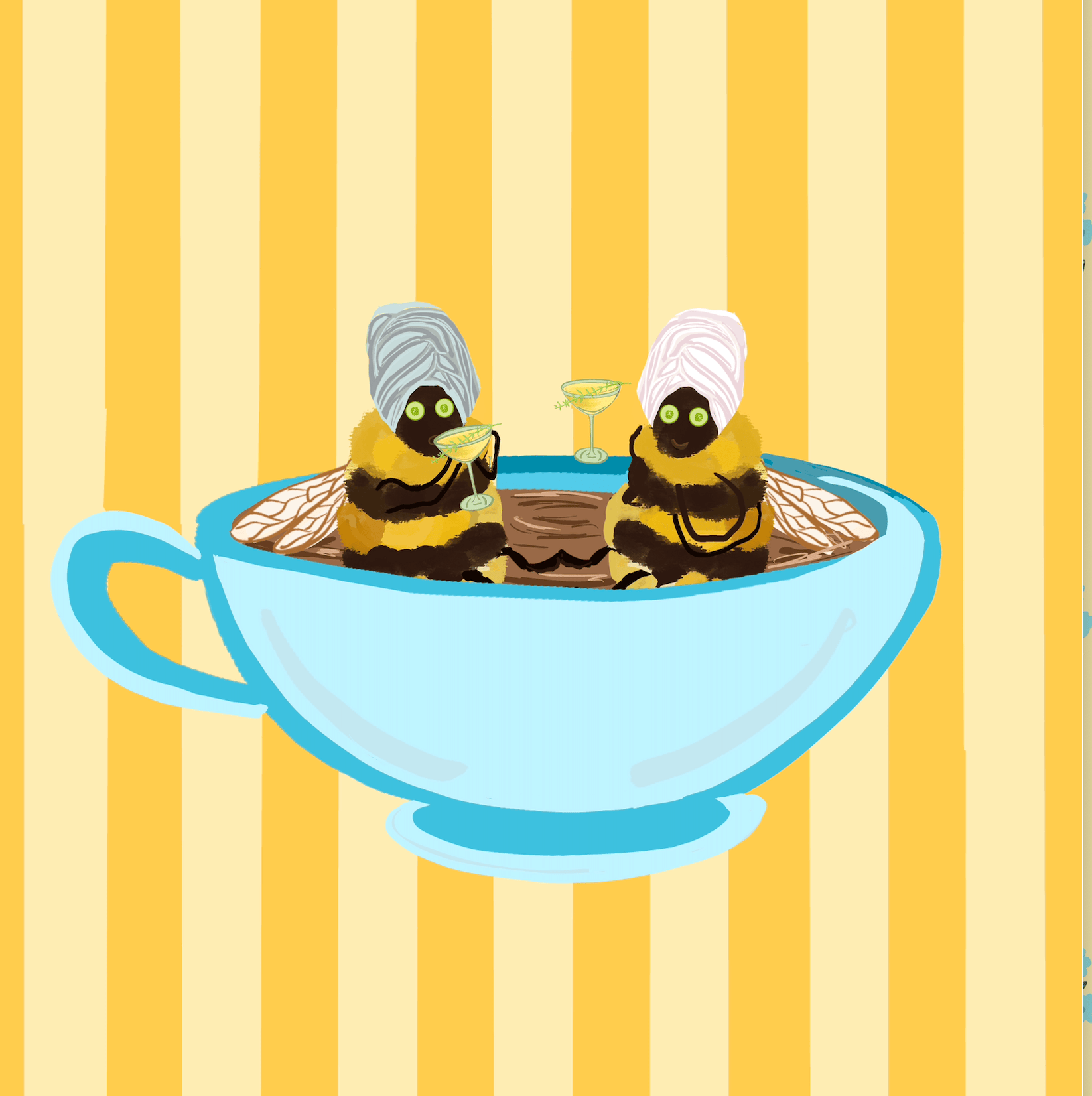 Bailey Made Art Co Spill the Tea, Honey! 5x7 / Yellow Stripe Art