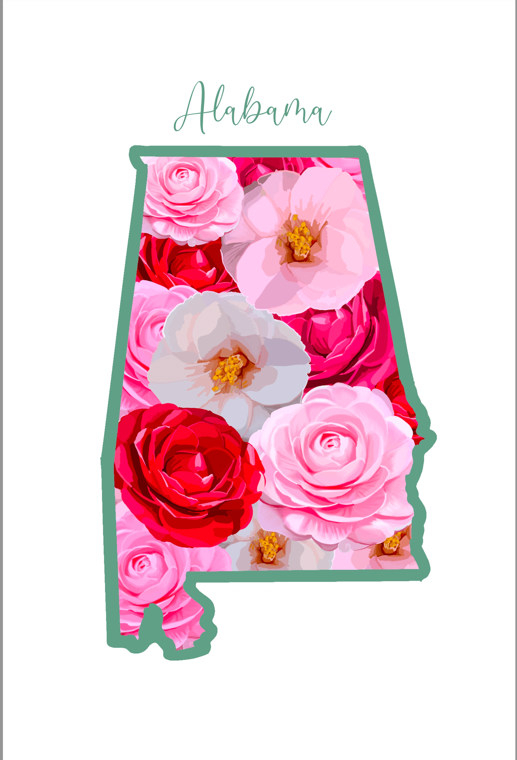 Bailey Made Art Co Alabama Camellias State Flower Art Print Art