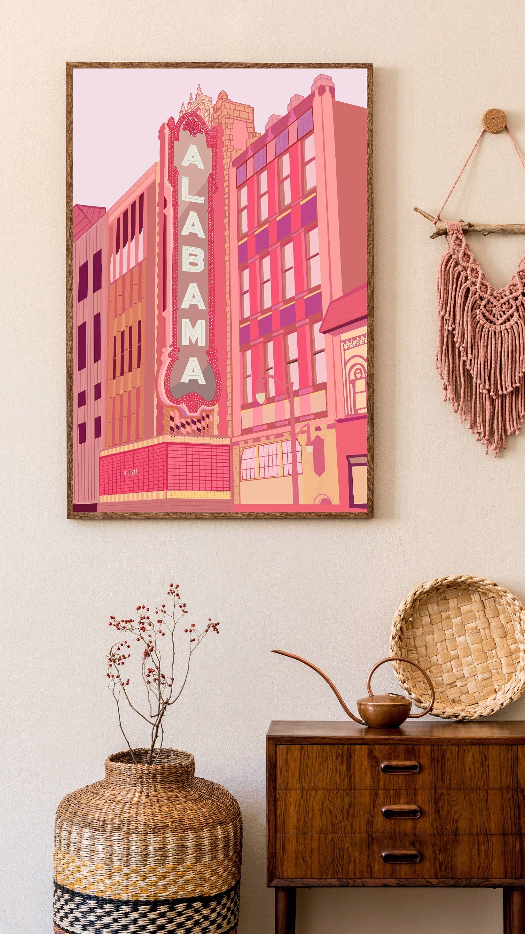 Bailey Made Art Co Alabama Theater Birimgham Blush Art Print Art