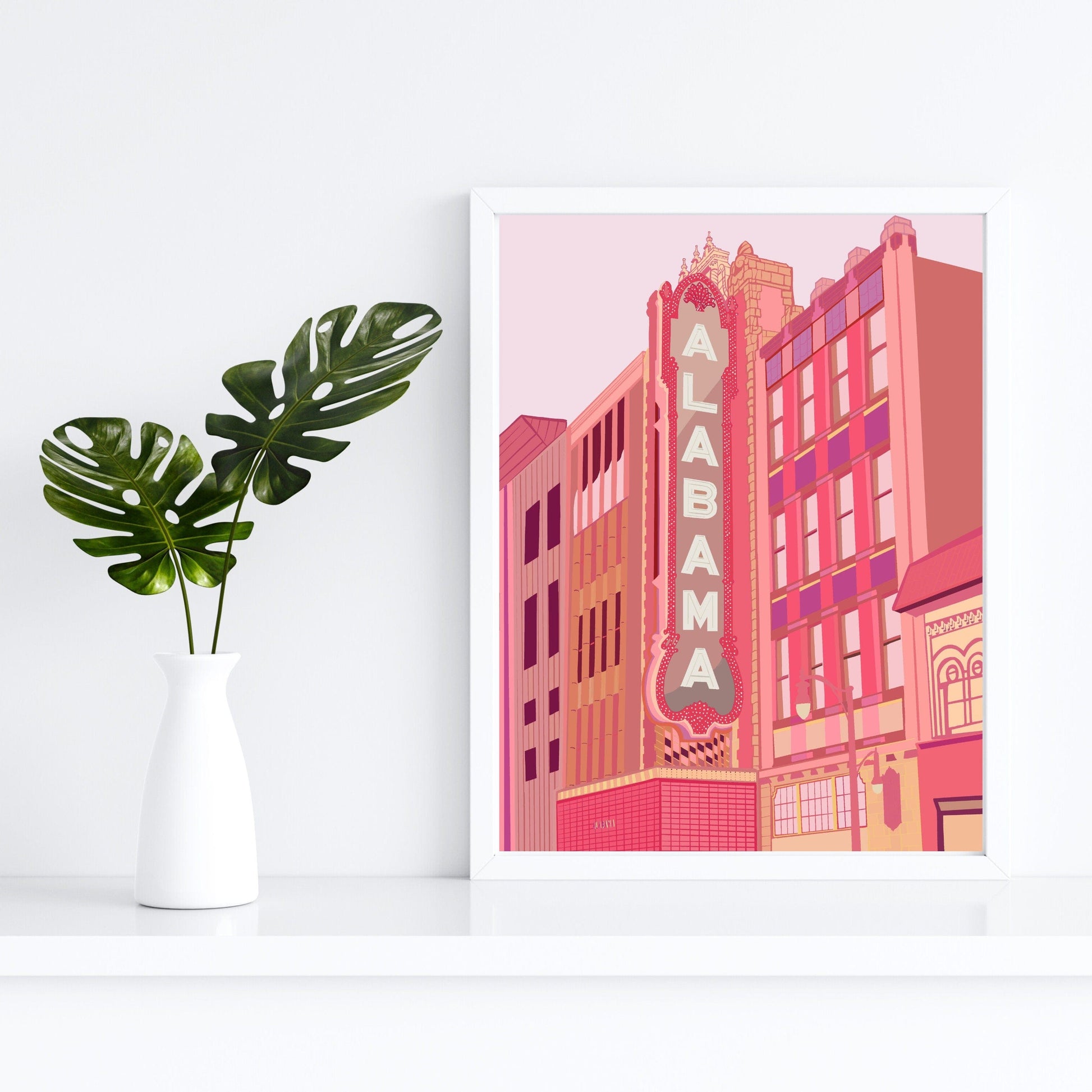 Bailey Made Art Co Alabama Theater Birimgham Blush Art Print Art