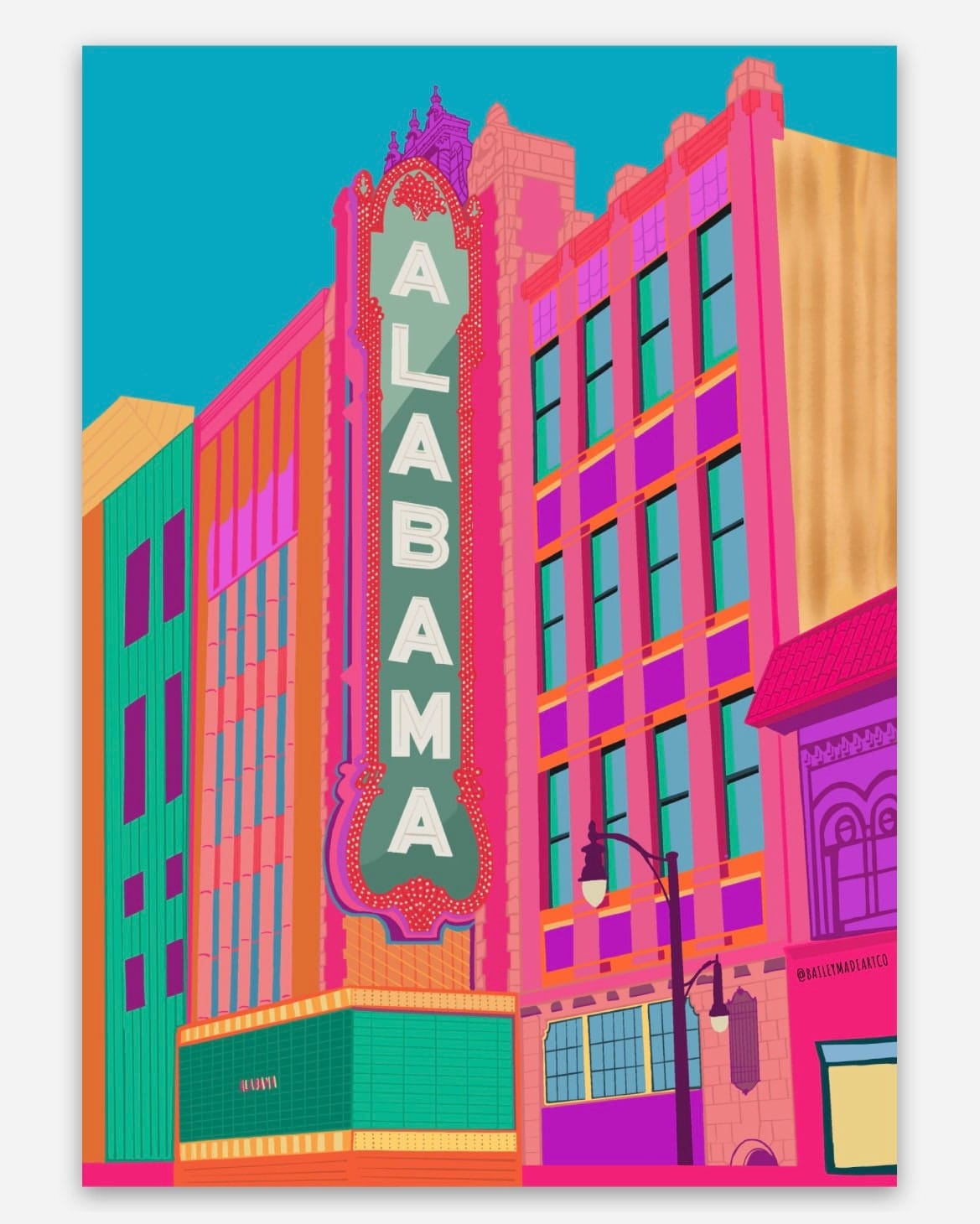 Bailey Made Art Co Alabama Theater Birimigham Vinyl Sticker Sticker