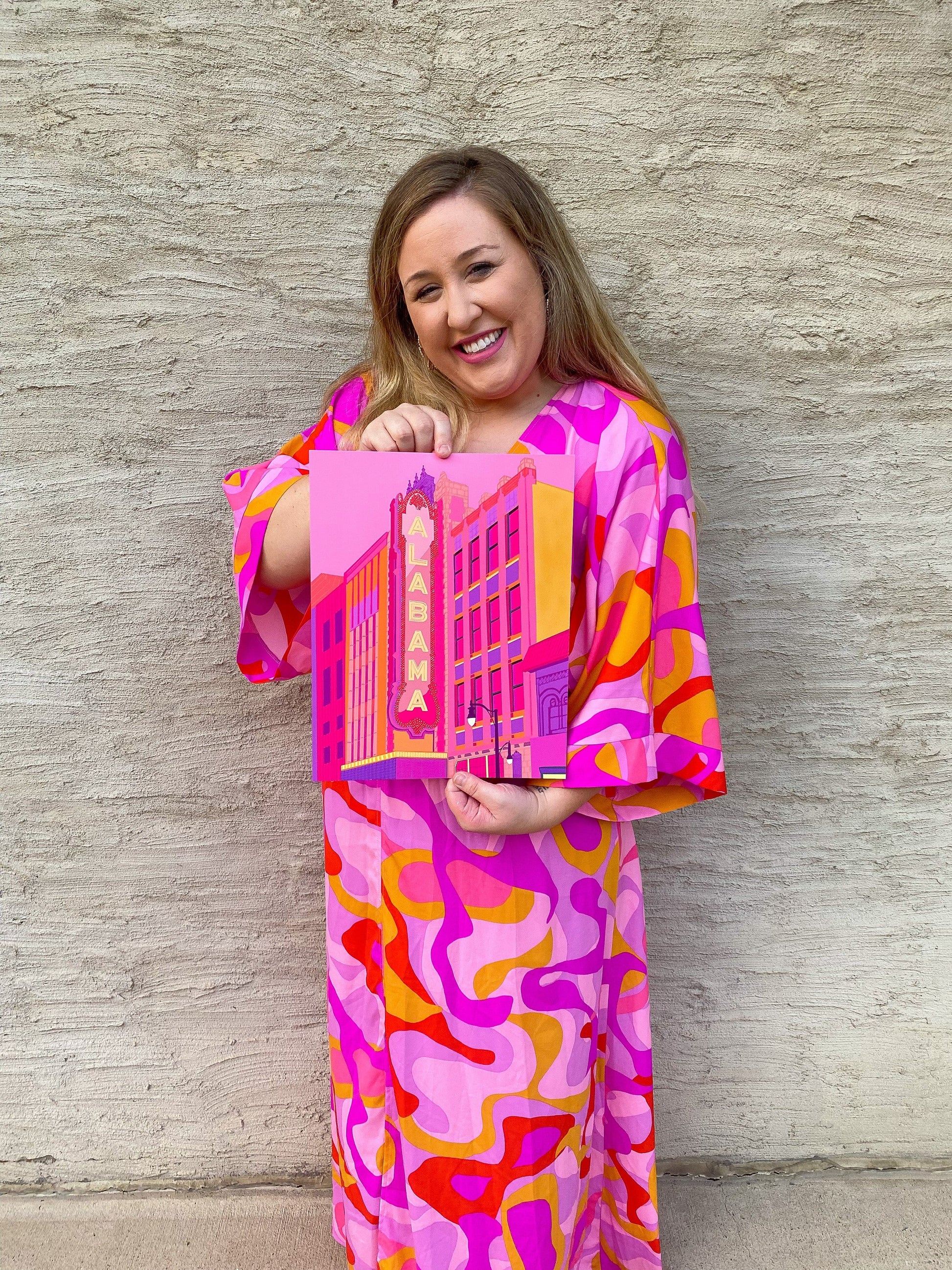 Bailey Made Art Co Alabama Theater Birmingham Hot Pink Art Print Art